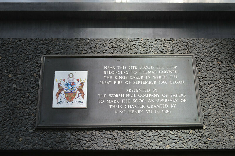 A plaque commemorating the Great Fire of London