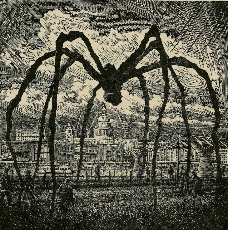 A scary spider shaped thing looms over the South Bank, opposite St Paul's