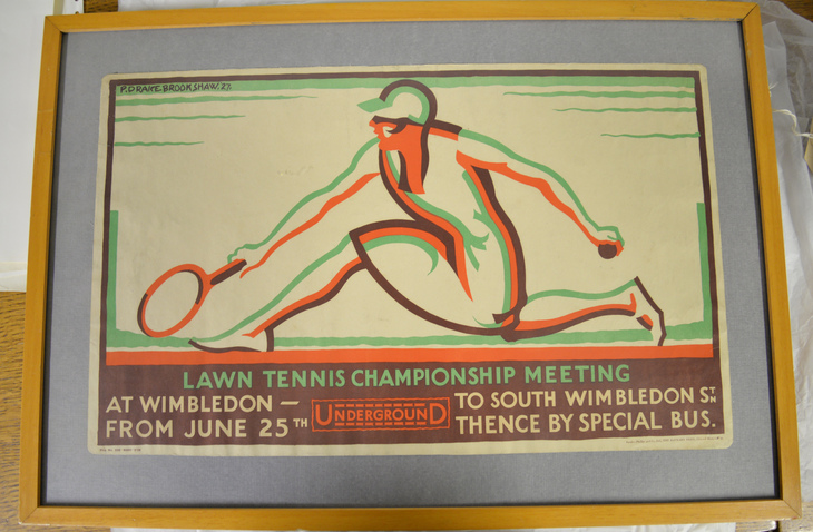A stylised, deco style poster featuring a female tennis player in a hat