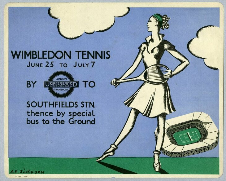 A confident looking tennis player looks at details on the Wimbledon Tennis 1934