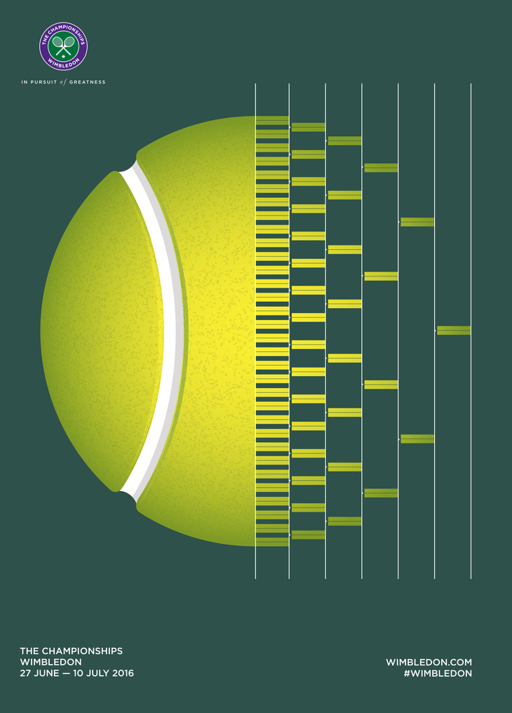 A tennis ball gradually - and stylishly - disintegrating from left to right