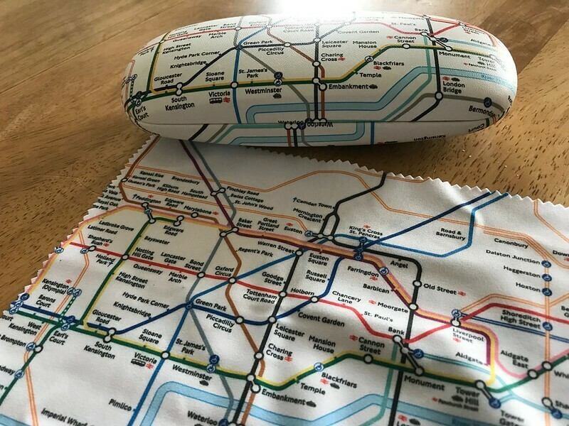 A glasses case and cleaning cloth both emblazoned with the tube map. Image Matt Brown