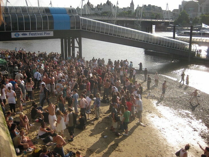 A beach party in 2009 at festival pier