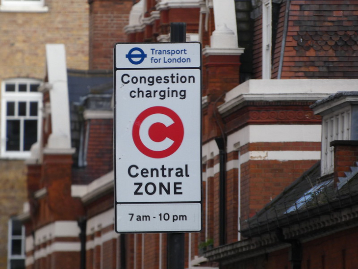 ULEZ expansion: a TfL road sign marking the start of the Congestion Charge zone in central London.