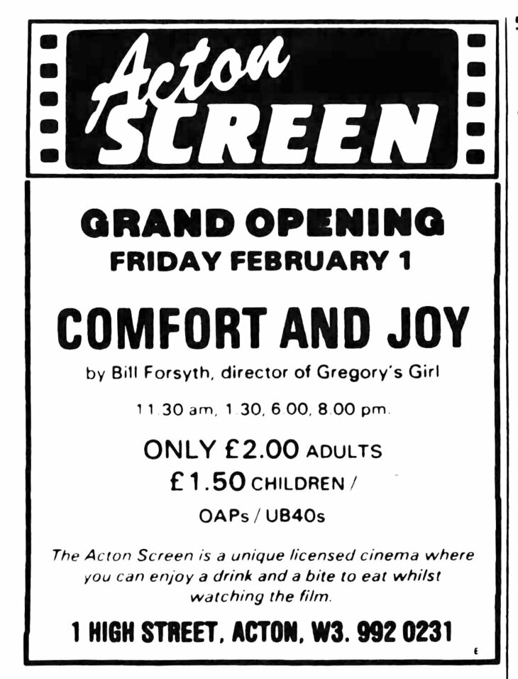 An advert for opening night at the cinema