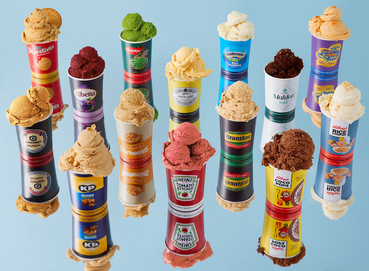 A selection of peculiar-flavoured ice creams in a rainbow of colours
