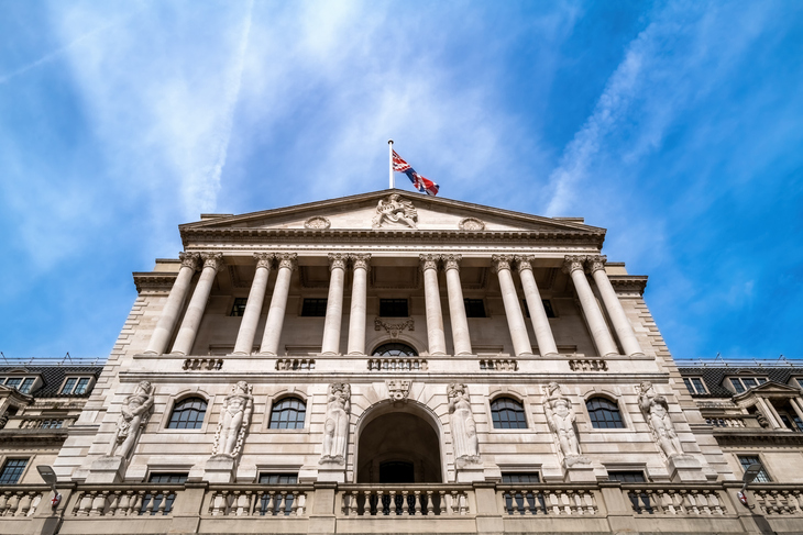The grand facade of the Bank of England