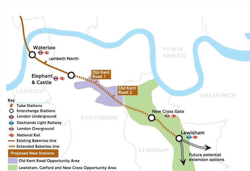 Bakerloo line extension route map plans
