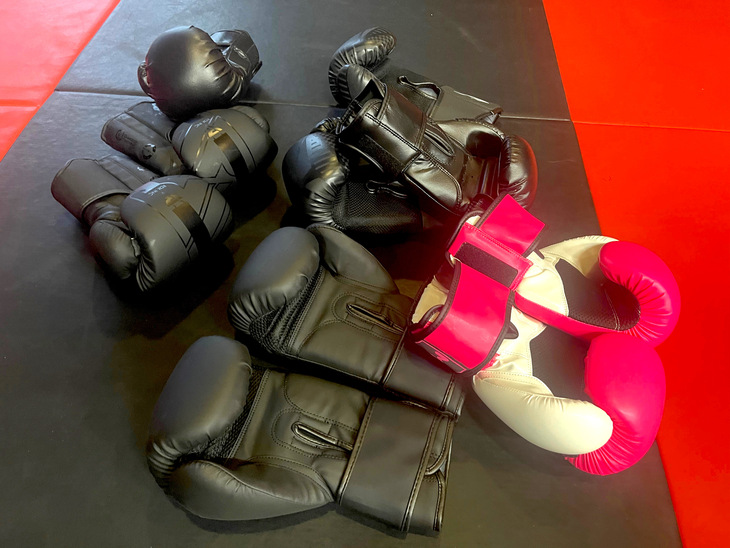 Boxing gloves on the floor