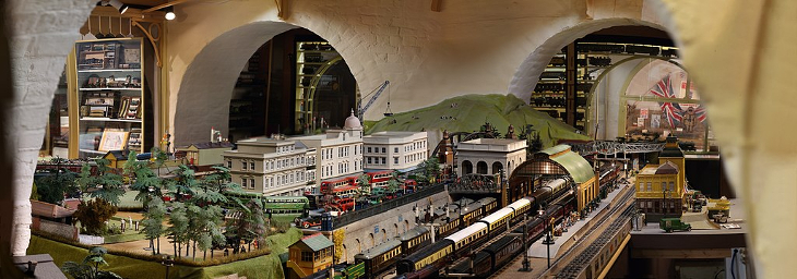 A model railway set up on display at the Brighton Toy & Model Museum