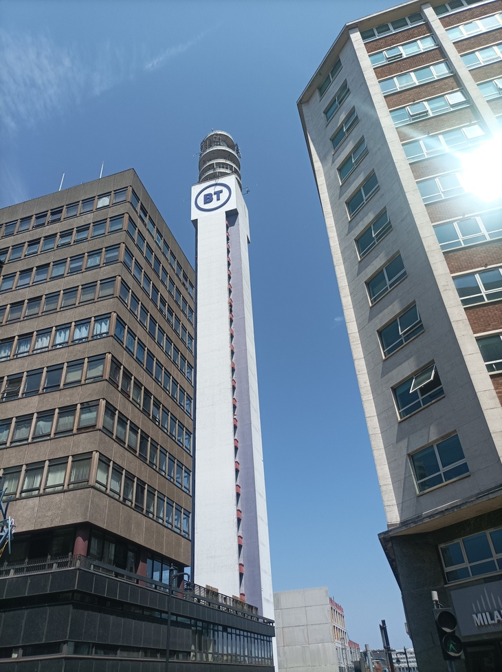 Things to do in Birmingham: A tall concrete tower with the BT logo at the top