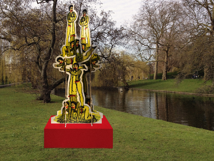 Golden sculpture in a park