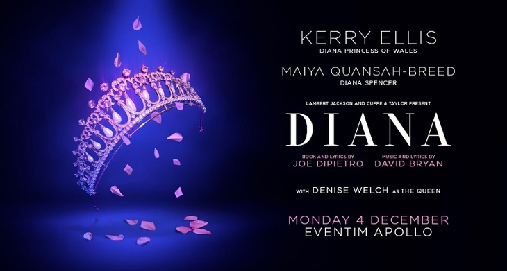 A poster for 'Diana', with a tiara with diamonds falling off it