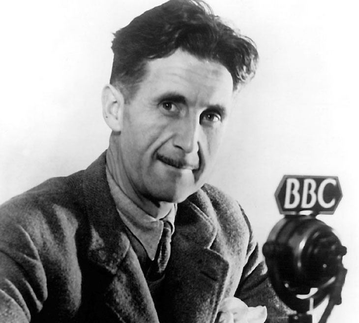 George Orwell at the BBC in the famous black and white image

