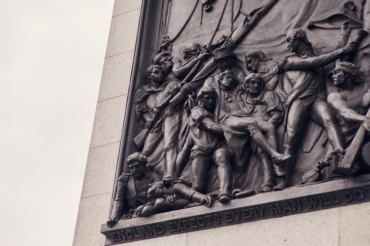 The portion of Nelson's column depicting a battle scene with George Ryan in it