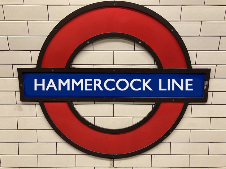 A roundel with 'Hammercock line' on it