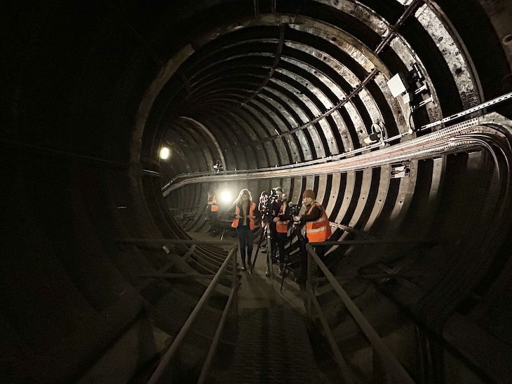 Inside a dark tube tunnel