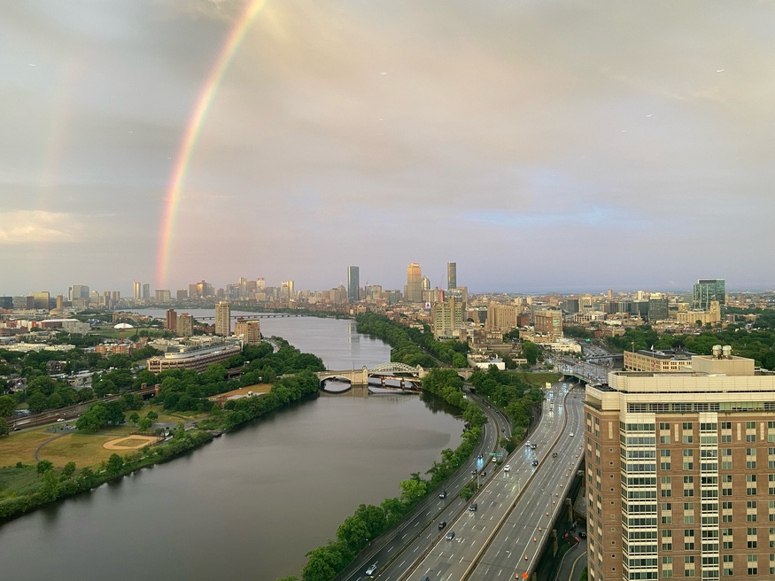 Things To Do In Boston.m Rainbow over Boston; view from Boston University dorm. 