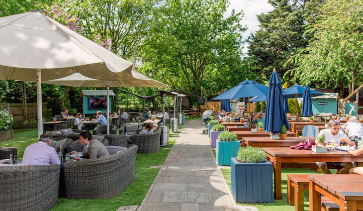 Enjoy the huge beer garden at Leather Bottle, one of London's best pub gardens
