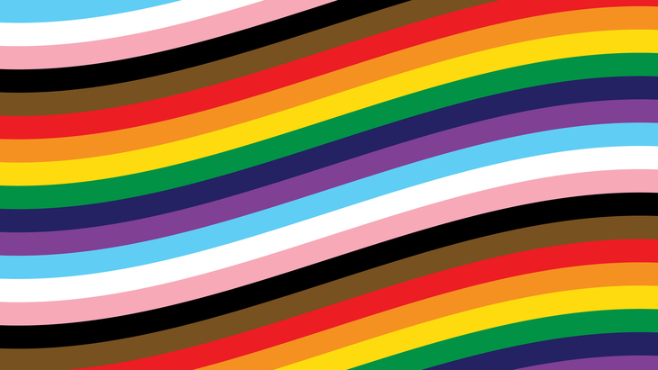 A swirly LGBTQ flag