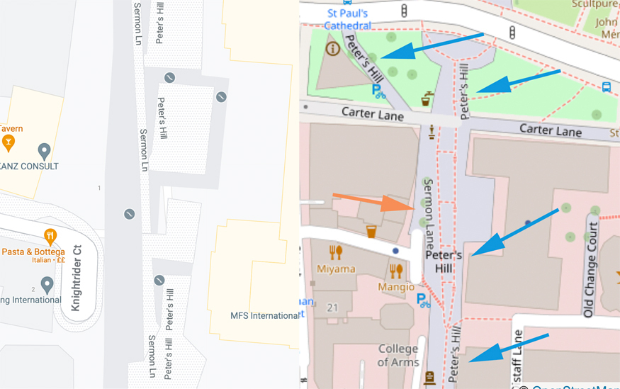 Two maps showing the area around Sermon Lane.