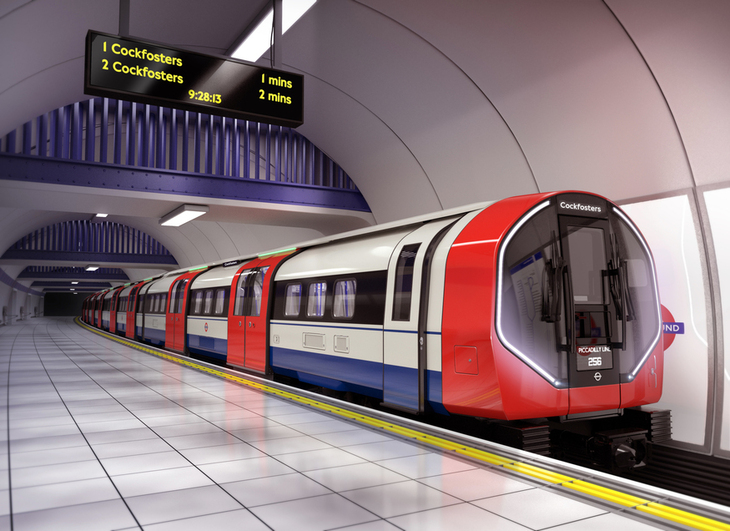 A futuristic looking Piccadilly line train