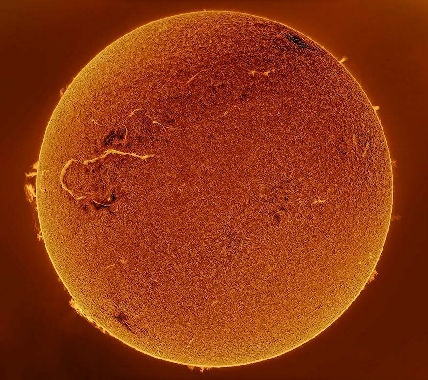 A close up of the sun