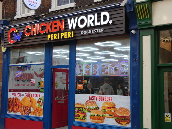 Exterior of a fast food shop called Chicken World