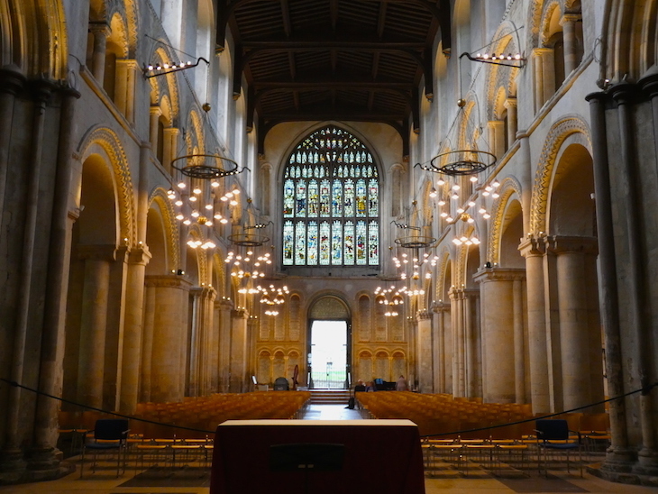 The nave inside Rochester Cathedral