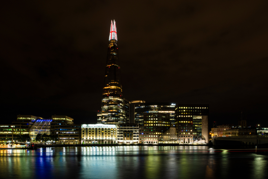 The Shard illuminated with a St George's Cross