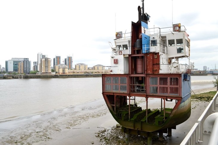 Free Things To Do In London: slice of reality - a ship cut down the middle - on the muddy banks of the thames