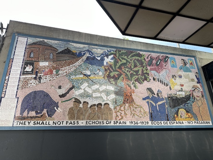 A mosaic showing scenes from the Spanish Civil War