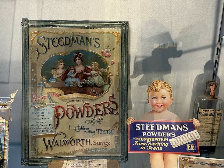 Steedman's Powders box and toy