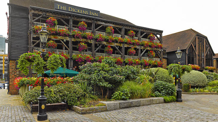 Waterside boozing at The Dickens Inn, home to one of the best beer gardens in London