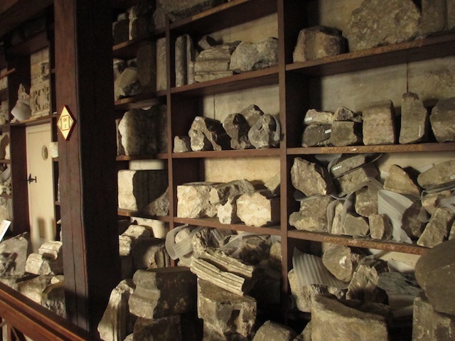 Blocks of stone on shelves from the Old St Pauls
