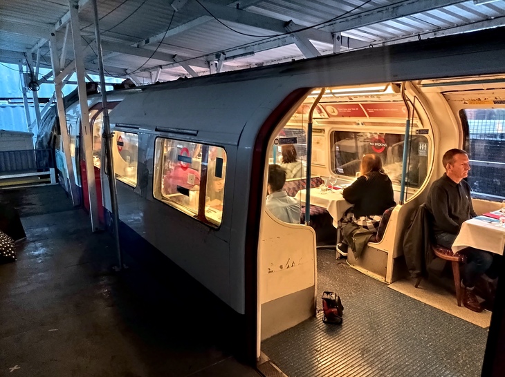Tube Supperclub: Exterior shot of the tube carriage with people inside